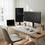 Modern laptop computer on a desk for work and study