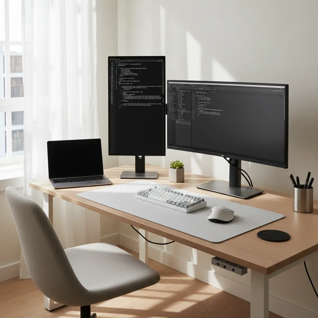Modern laptop computer on a desk for work and study