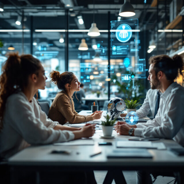Business team using artificial intelligence tools for productivity