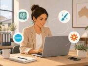How to Use AI in Small Business Small business owner using artificial intelligence tools for business tasks
