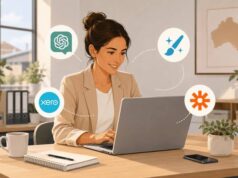 How to Use AI in Small Business Small business owner using artificial intelligence tools for business tasks