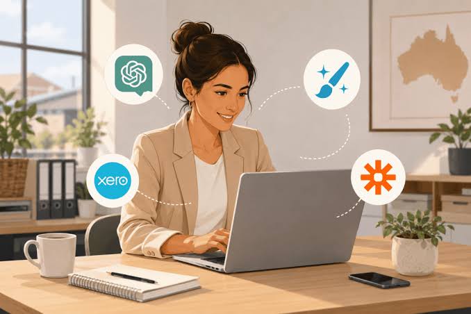 Small business owner using artificial intelligence tools for business tasks