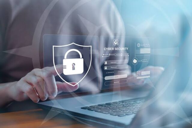 Online account security concept Online account protected with cybersecurity measures