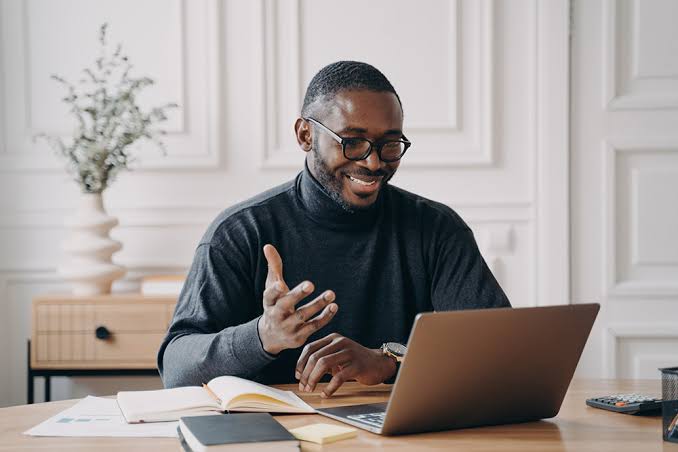 Entrepreneur building an online business with a laptop