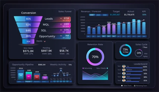 Customer relationship management software dashboard