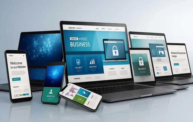 Responsive business website displayed on multiple devices